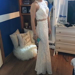 Ivory lace prom dress